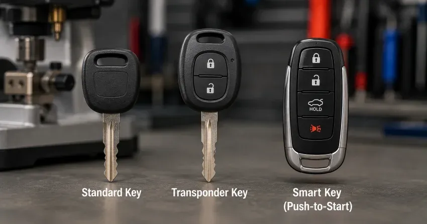 technician cutting a transponder ignition key in Fenwick, Pelham