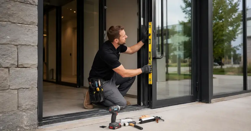 commercial glass door frame installation Effingham, Pelham