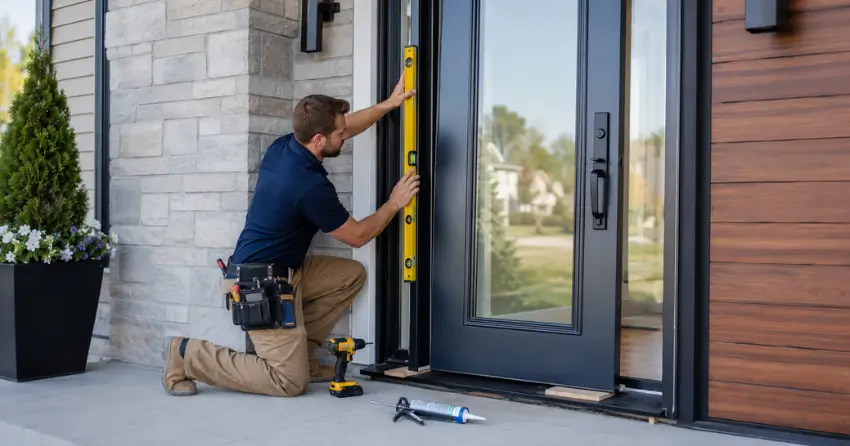 glass outside door installation with energy-efficient double-pane glazing in Lookout Point, Pelham